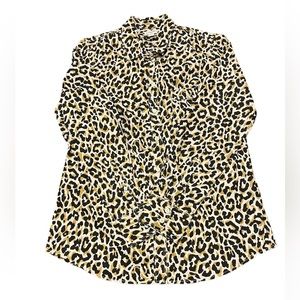 J. Crew Leopard Button Up Cotton Poplin Shirt in Signature Fit